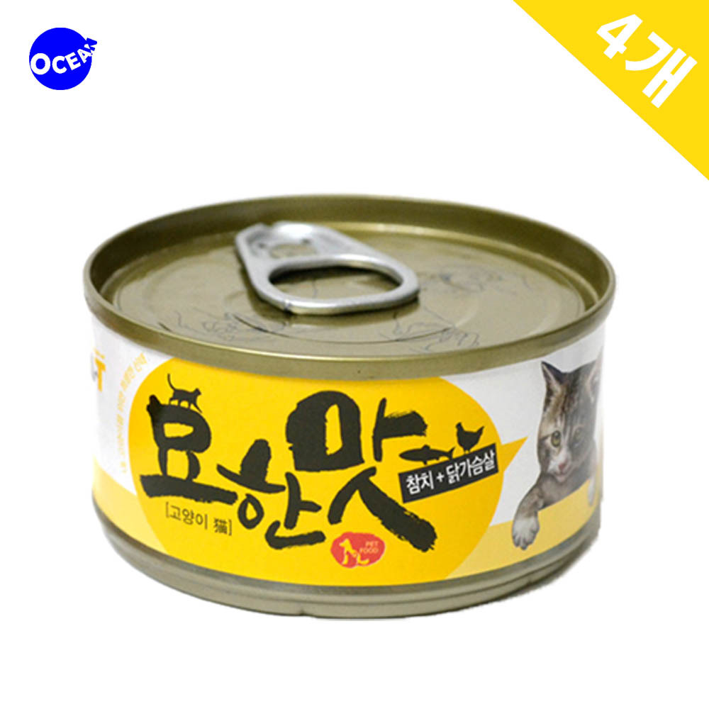 [조이야] 묘한맛 참치닭가슴살 80g 고양이캔x4