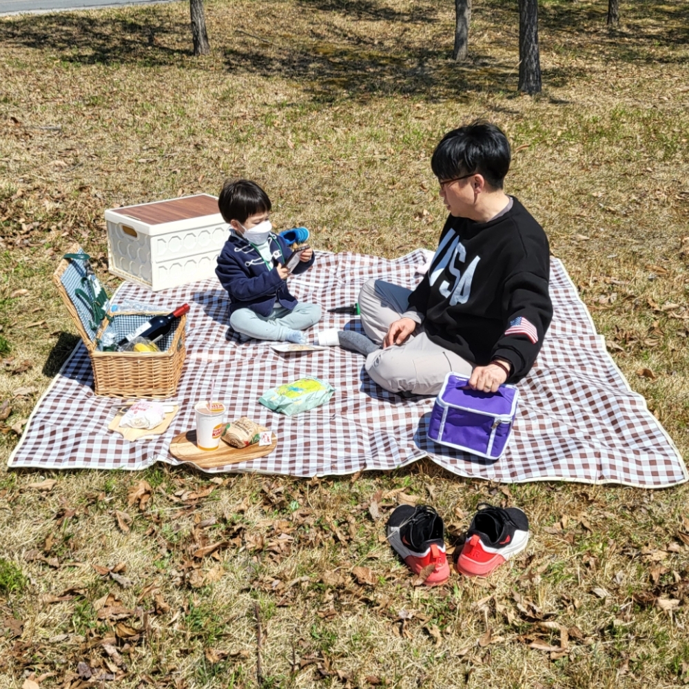 체크무늬 방수 피크닉 매트 초콜렛 대형