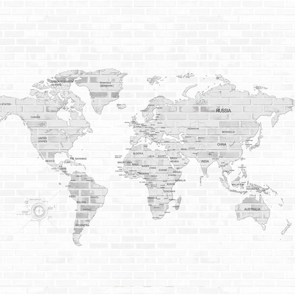 [24 빈티지블럭맵] 세계지도벽지