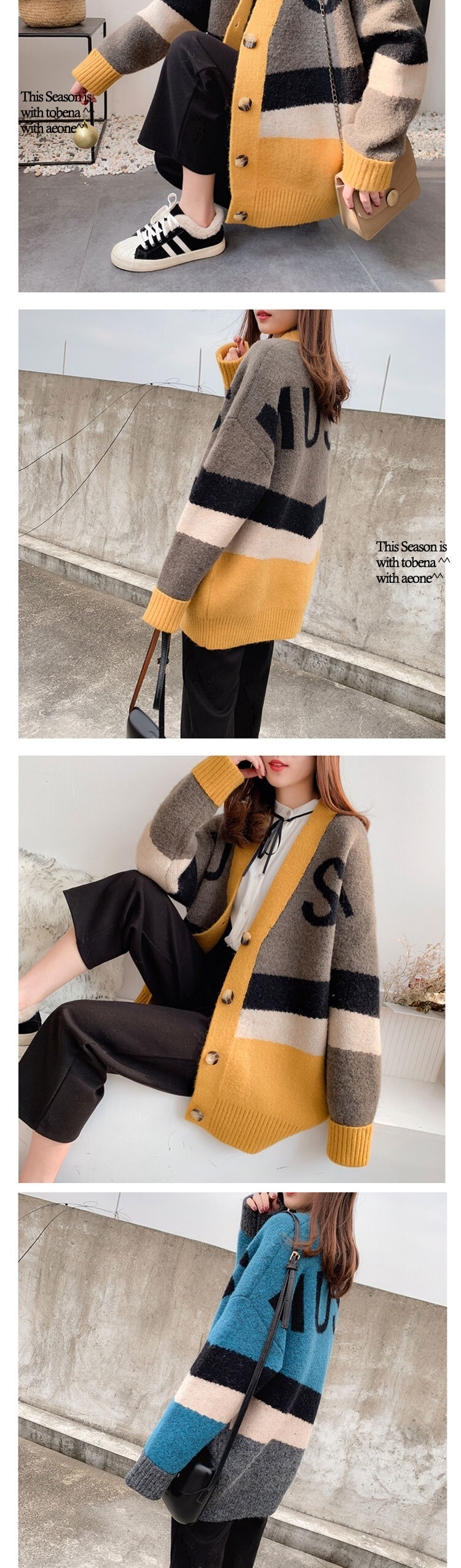 Women Contrast Knit Top - Khaki - SW2601013C
