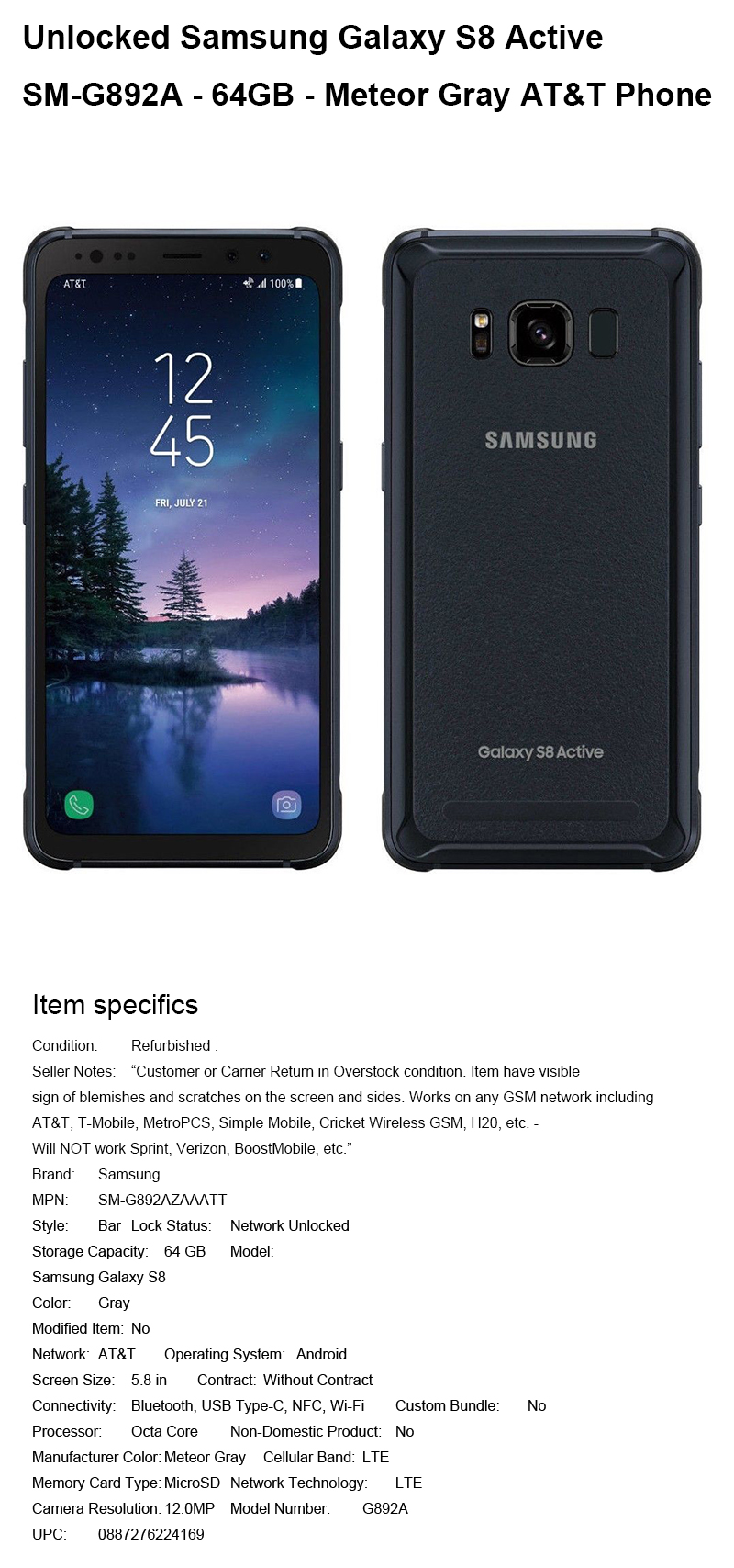 samsung galaxy s8 active ebay