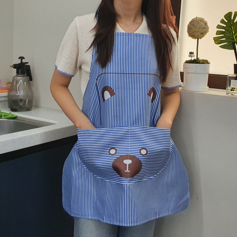 조리의류 애견미용원피스 서빙대 간편주방용품 플라워프릴스커트 중형우레탄먼치마 키친가운 헬로키티손수건 내추럴키친웨어 카페마스터 미용액세서리 곰돌이 귀여운 포켓형 블루 앞치마