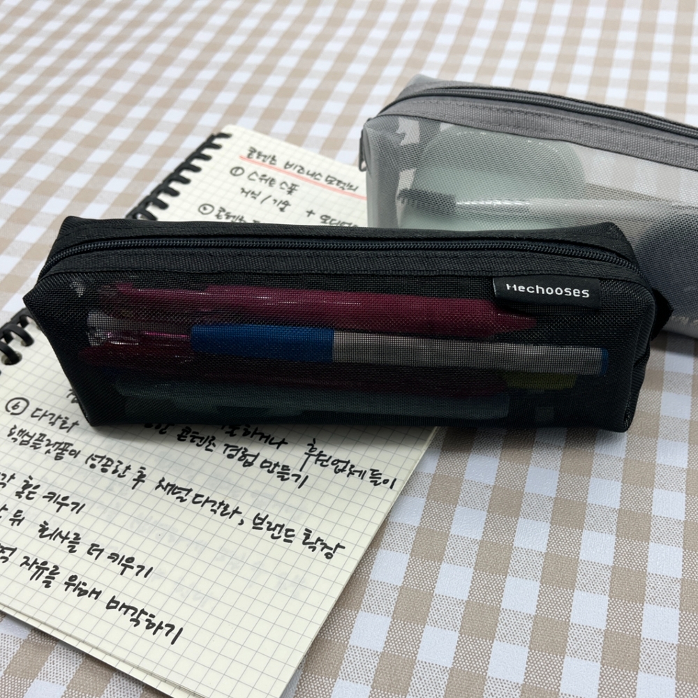 클리어파우치블랙 링클숄더백 망사클러치 클리어파우치 메쉬파우치 투명필통 원형파우치 망사포켓 투명파우치 블랙필통 망사수납함 망사가방 망사파우치 원형 블랙 투명 망사필통
