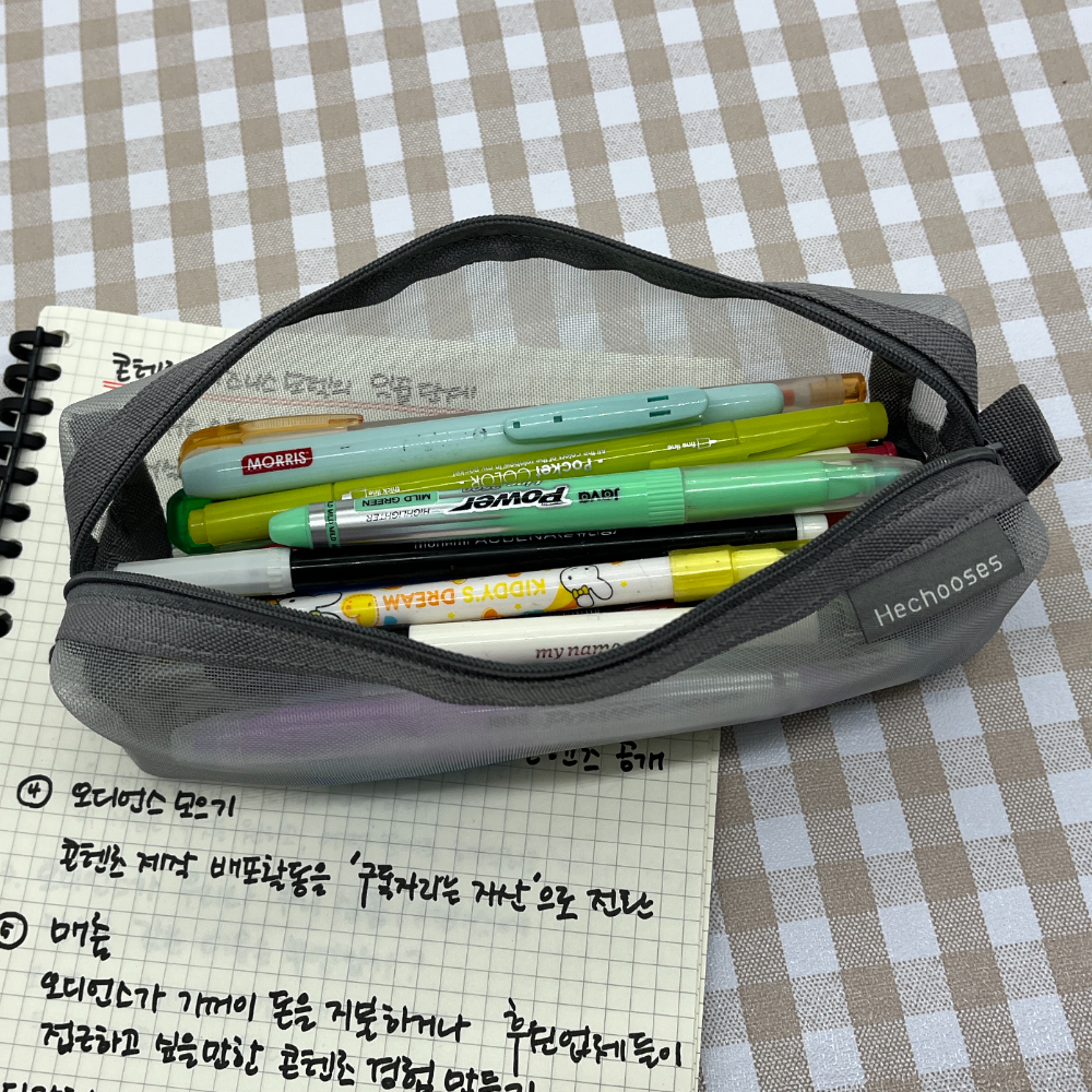 링클숄더백 투명필통 망사클러치 블랙필통 망사가방 원형파우치 망사포켓 투명파우치 망사파우치 클리어파우치블랙 메쉬파우치 망사수납함 클리어파우치 투명 원형 그레이 망사필통