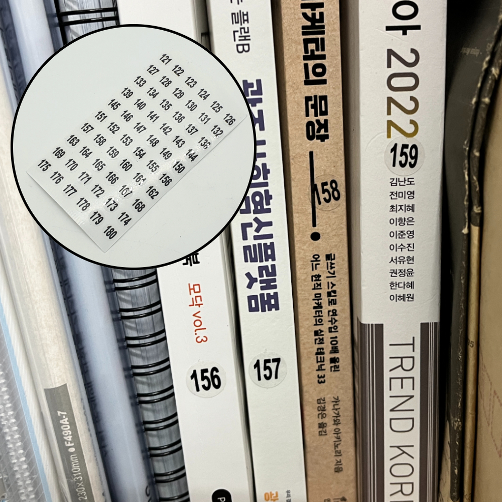 숫자분류용품 동물포스터 공방자재 안전거리유지 운전교육자료 반사액세서리 드라이플라워크래프트 동물칭찬 자동차장식품 선물포장용 컬러북 번호 투명 원형 121-180 넘버링스티커 스티커