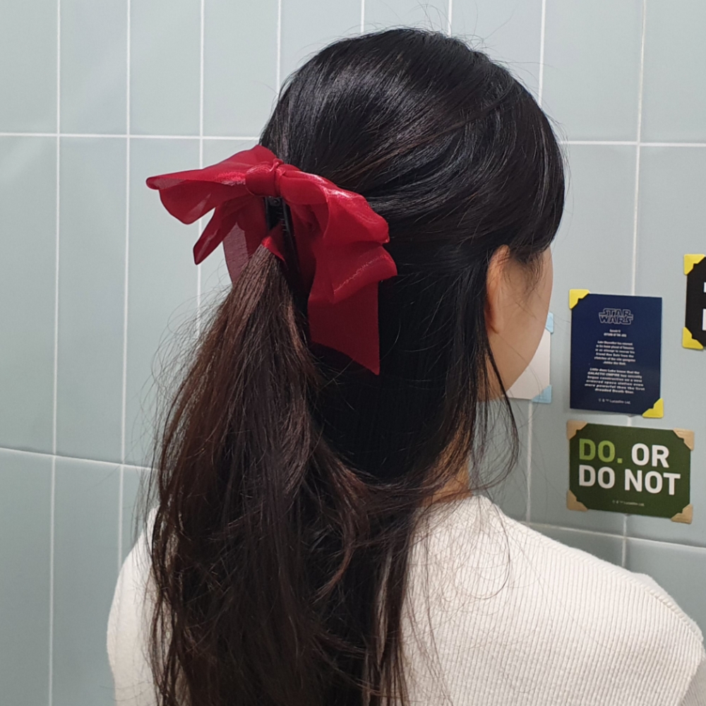 바나나핀 왕리본바나나핀 투명바나나핀 자개핀 패션악세사리 패션액세서리 블랙헤어핀 머리핀 올림머리아이템 리본바나나핀 패션핀 반묶음핀 바나나핀스웨터 올림머리 레드 왕리본 쉬폰