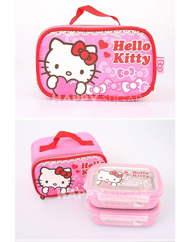 Hello Kitty / Cute Pink Lunch Box & Bag Set / Double Stainless Bento / Korean eBay
