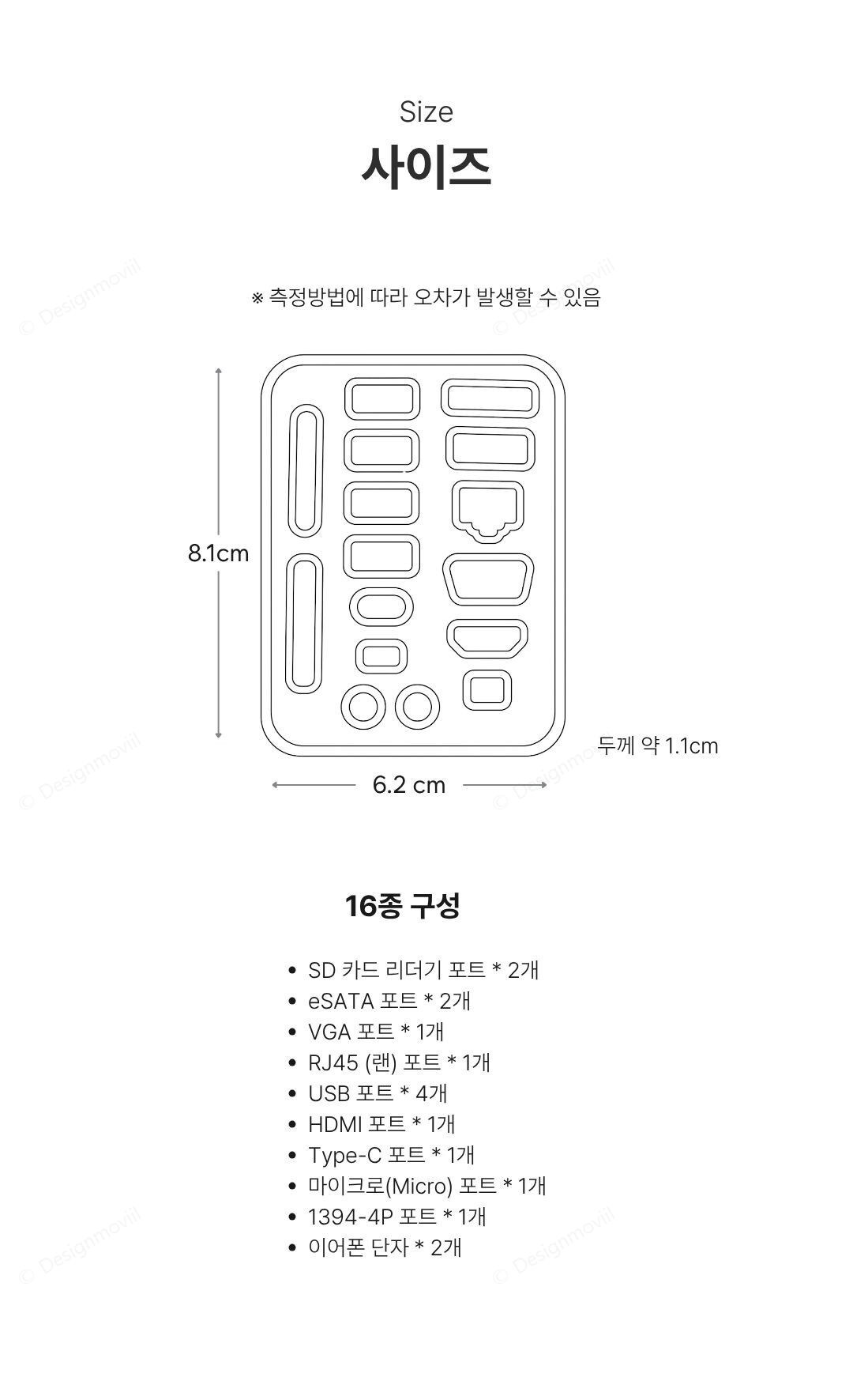 노트북 방진마개 실리콘 16종 단자 포트 보호캡 노트북방진마개16종세트 8.1x6.2x1.1cm 제품사이즈