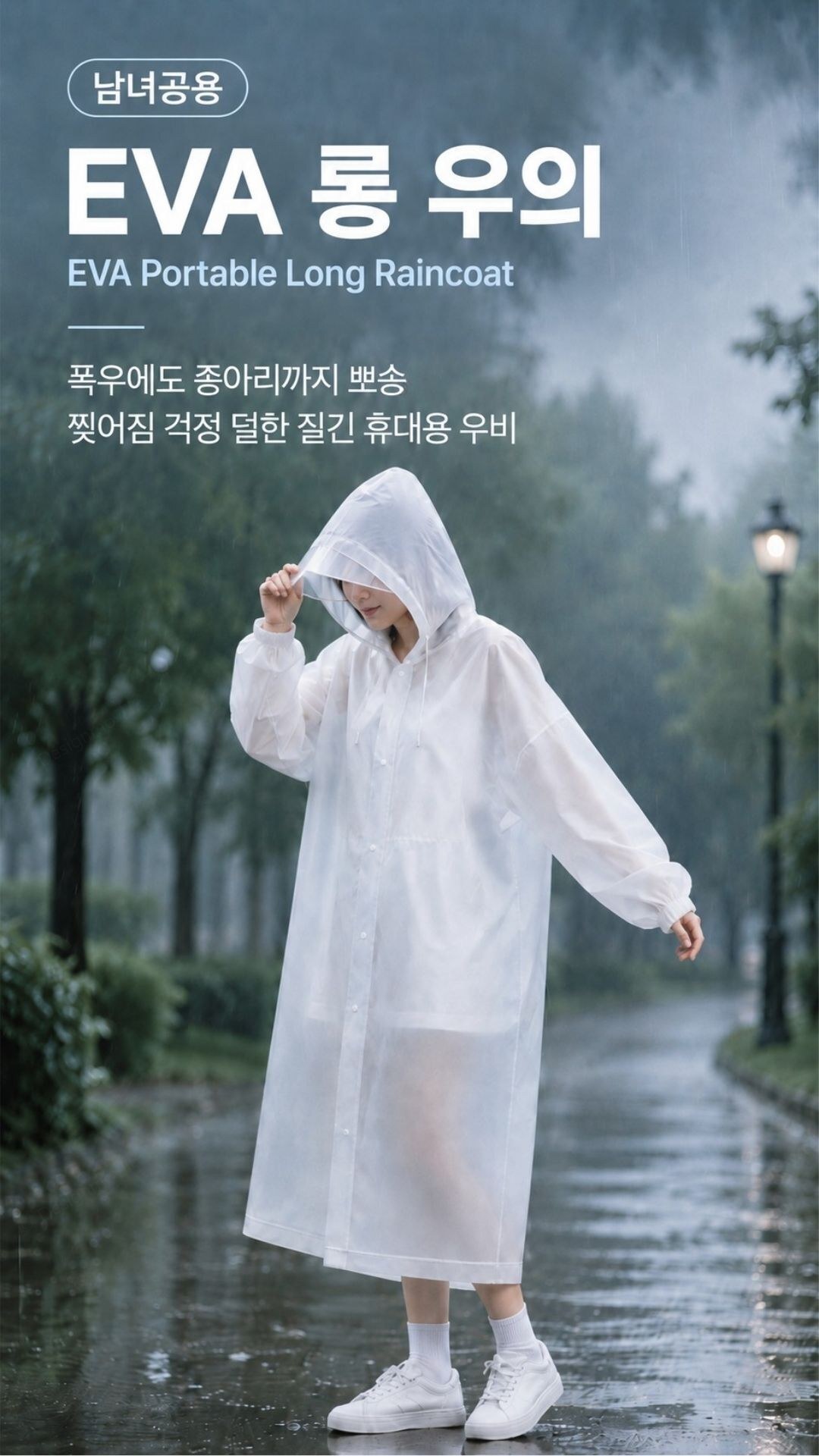 롱우비 EVA 남녀공용 질긴 휴대용 비옷 폭우 우의 EVA롱우비 120x36x35cm 상품 대표 이미지