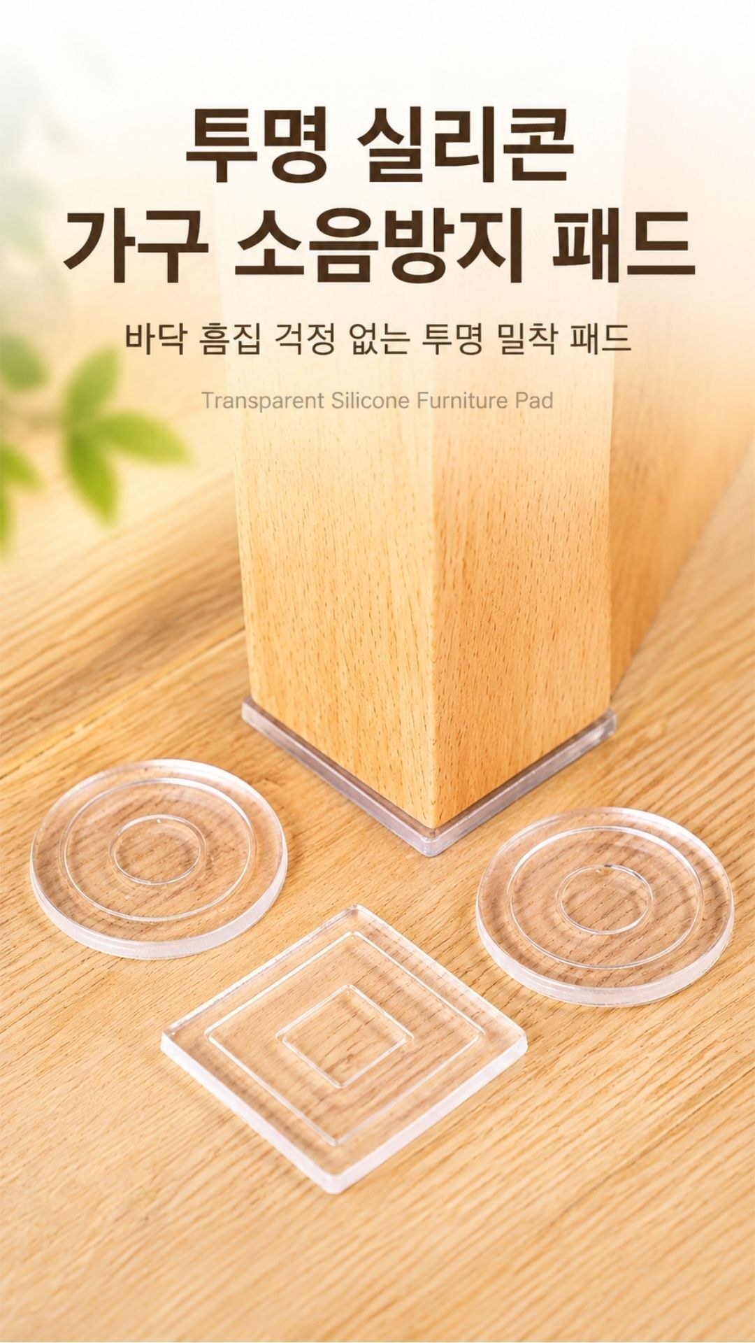 소음방지패드 투명 실리콘 의자발캡 긁힘방지 스티커 중 4p 투명실리콘패드 중 5x5x0.3cm 상품 대표 이미지