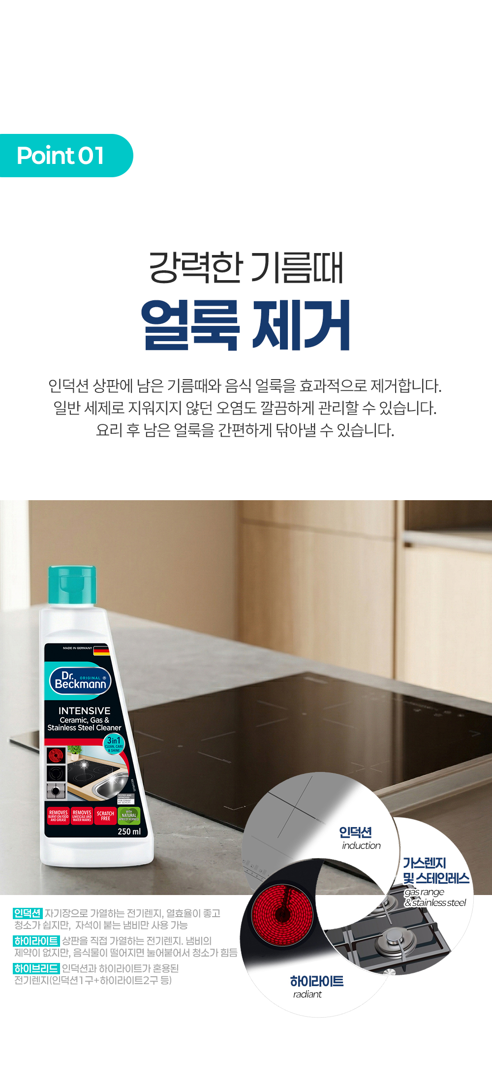[독일 닥터베크만]인덕션 클리너 젤 250ml/인덕션 전기렌지 찌든때  상세 이미지 5