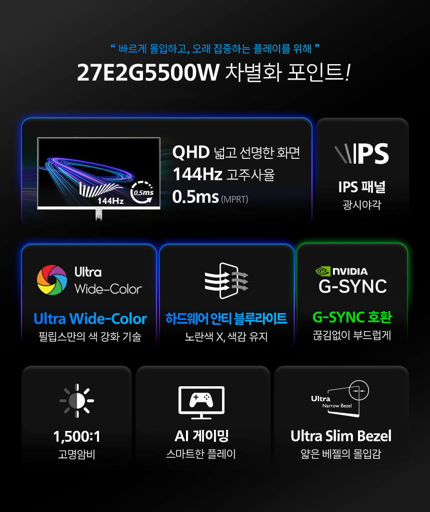 필립스 27E2G5500W QHD 144Hz 프리싱크 게이밍 화이트 높낮이 무결점 모니터 27%EC%9D%B8%EC%B9%98 %EA%B2%8C%EC%9D%B4%EB%B0%8D %EB%AA%A8%EB%8B%88%ED%84%B0 27E2G5500W 02
