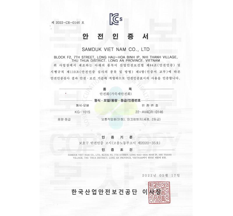 KG-101S 인증서