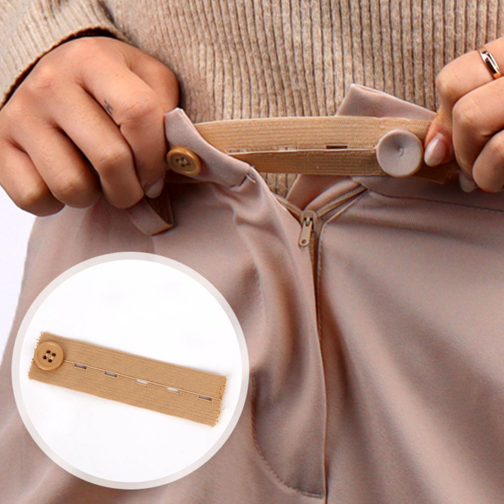 바지 허리늘리기 밴딩 매직단추 베이지