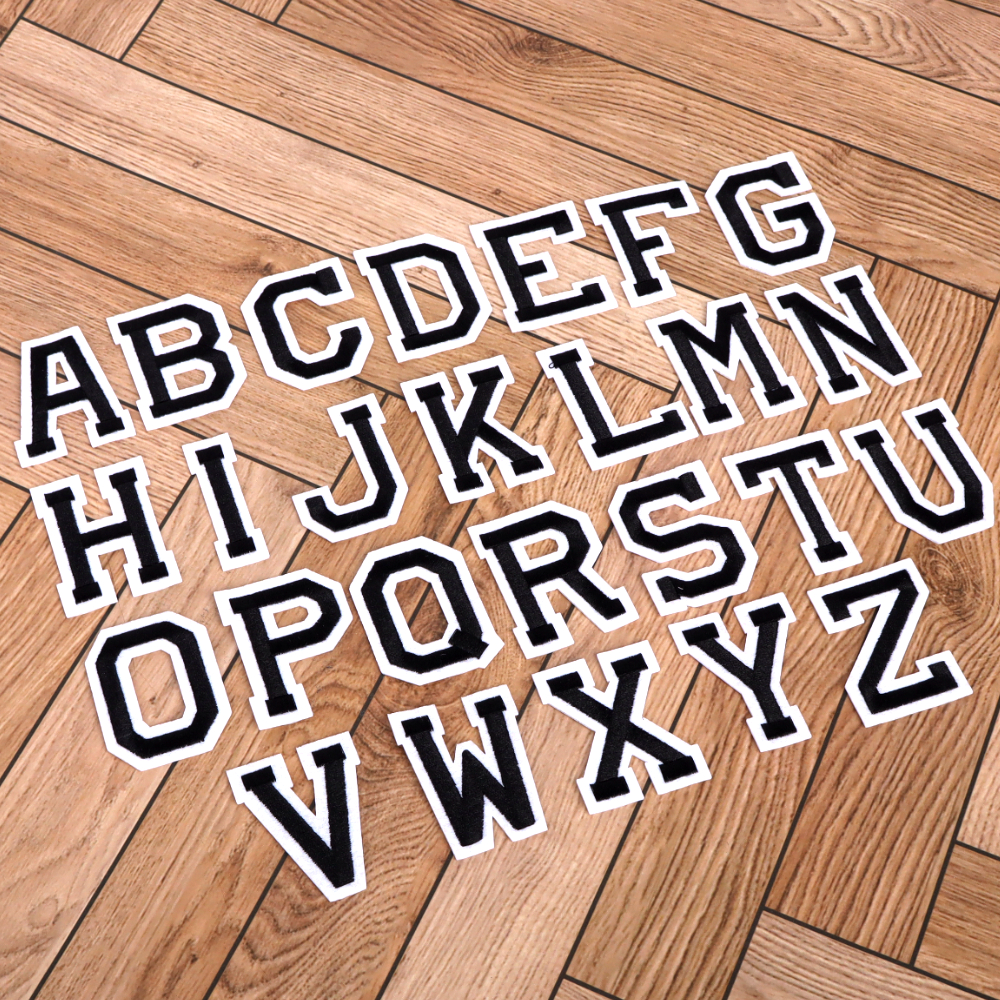 열접착 자수패치 알파벳 와펜 블랙