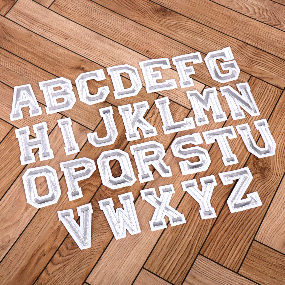 열접착 자수패치 알파벳 와펜 실버