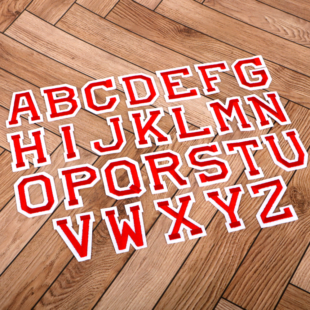 열접착 자수패치 알파벳 와펜 레드