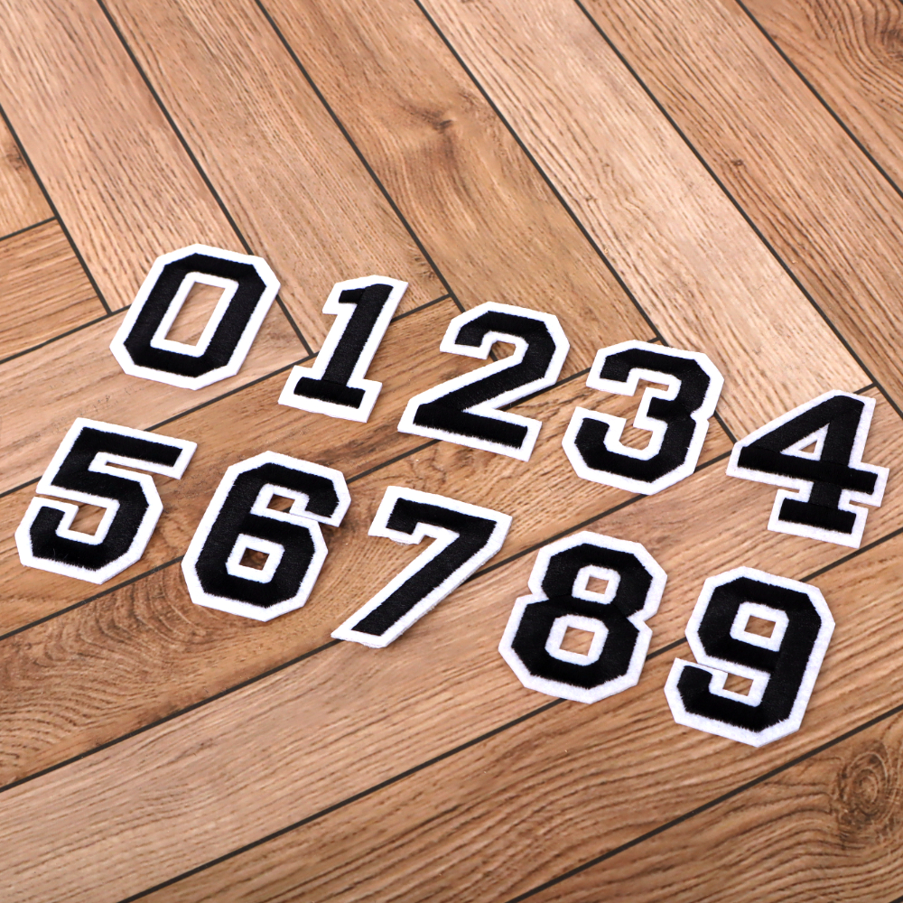 열접착 자수패치 숫자 와펜 블랙