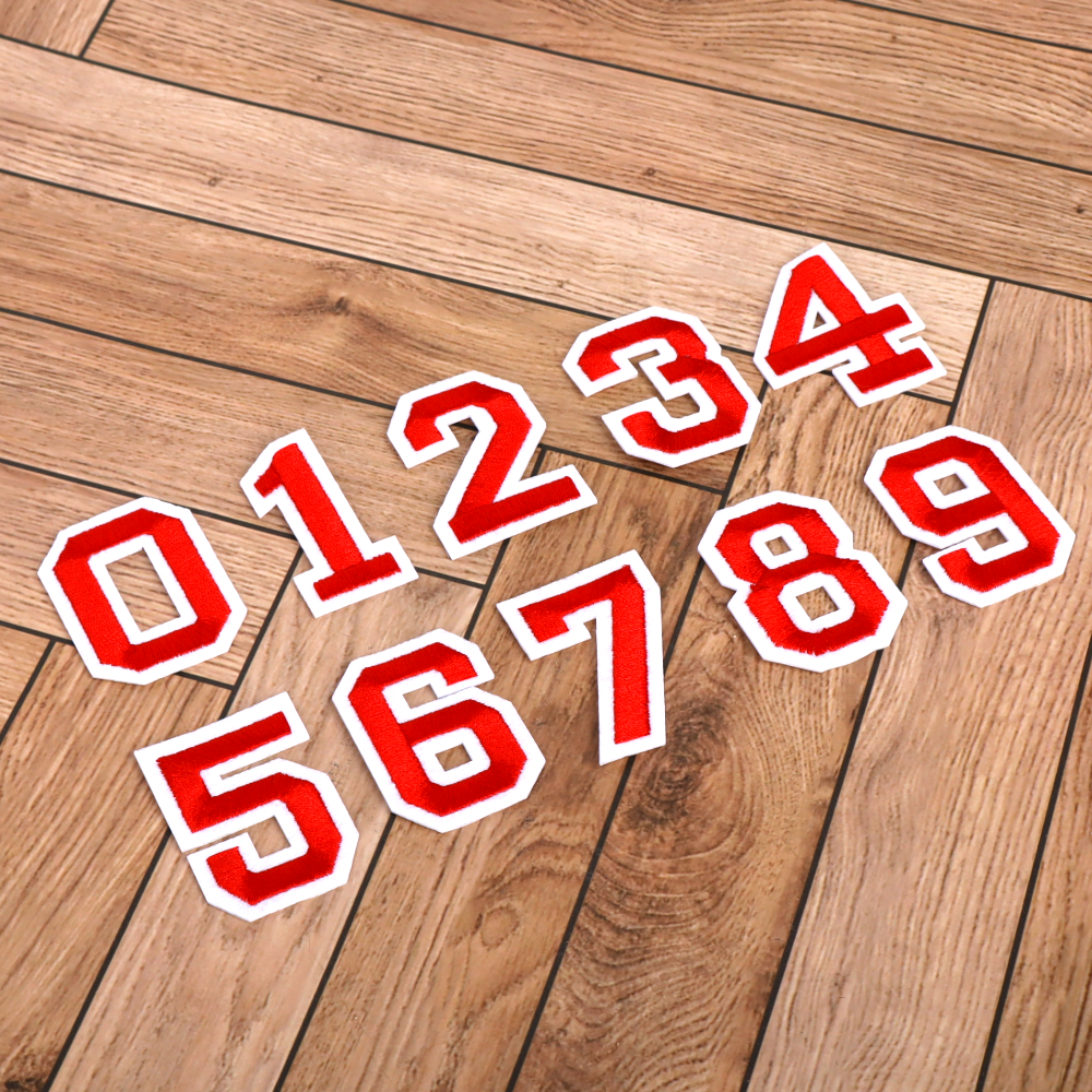 열접착 자수패치 숫자 와펜 레드