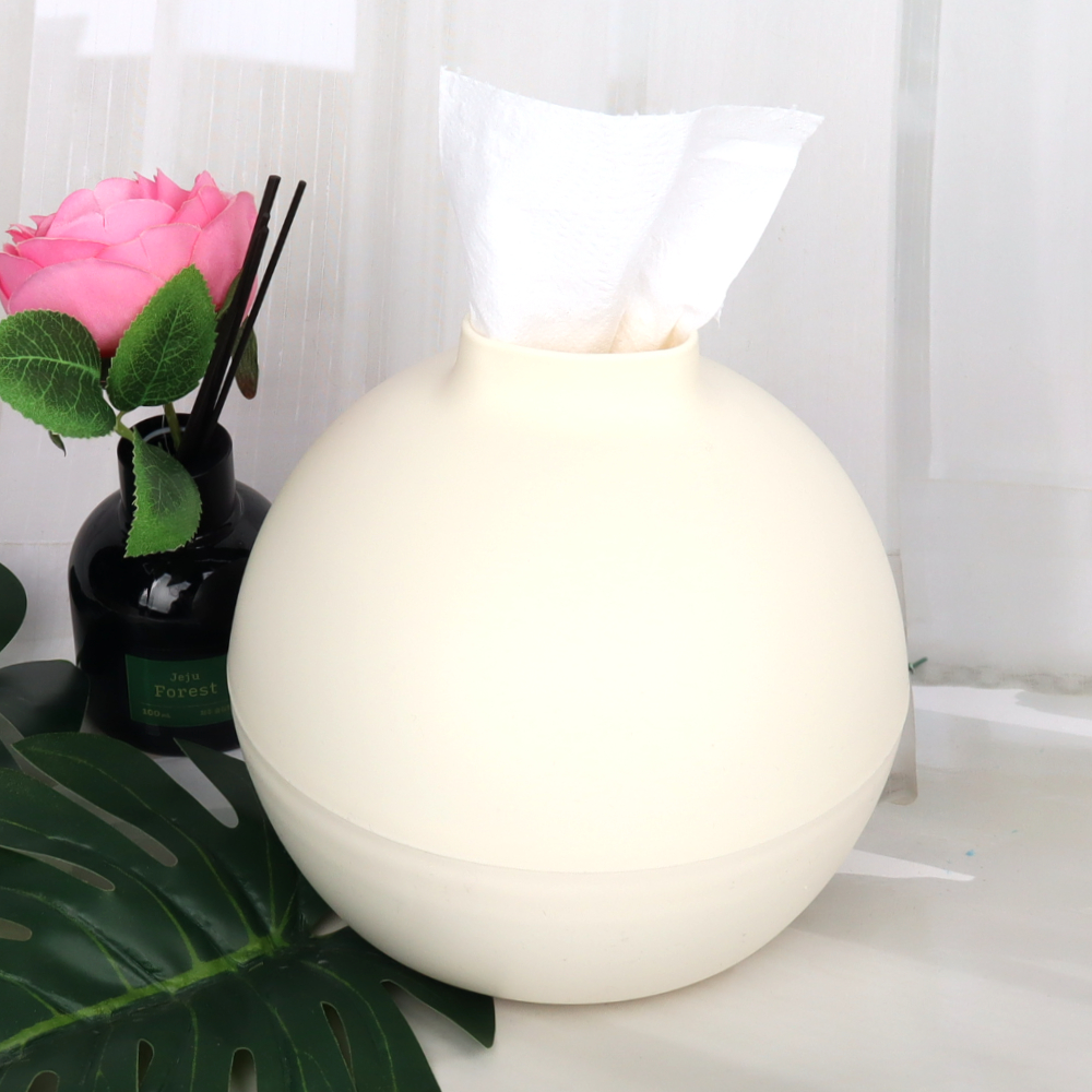 원형 두루마리 휴지케이스 화이트