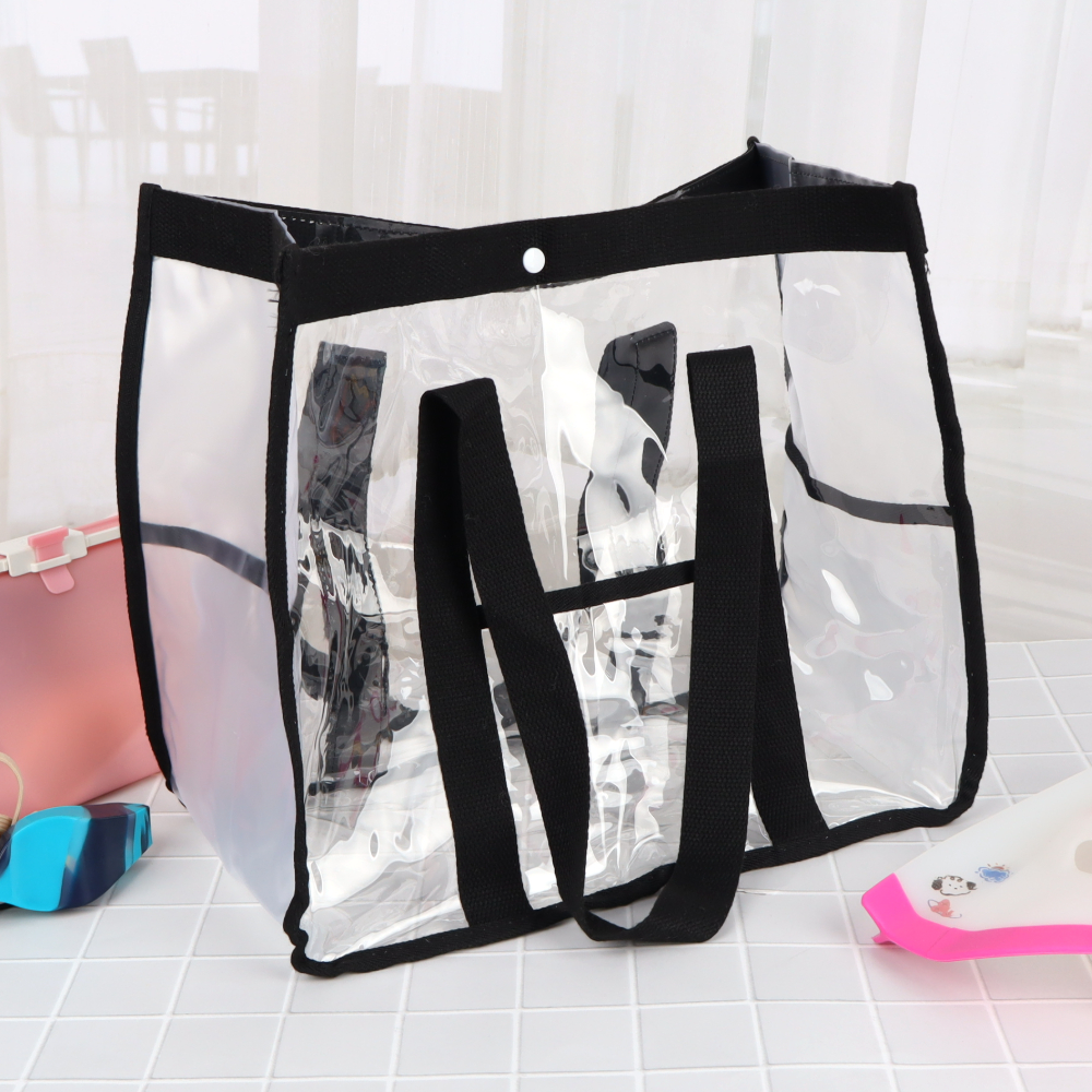 투명 비치백 물놀이가방 단추형 블랙