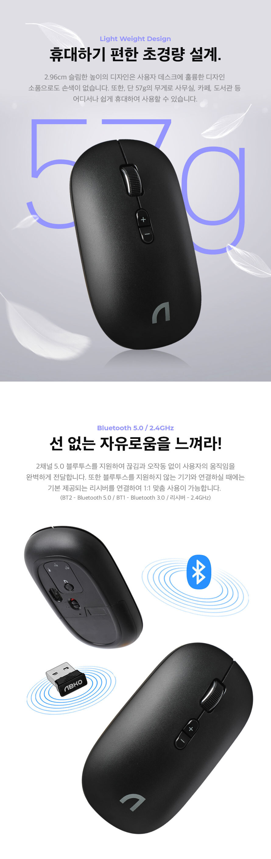 Gmarket - [Abko]앱코 Wm350 사무용 저소음 블루투스 무선마우스