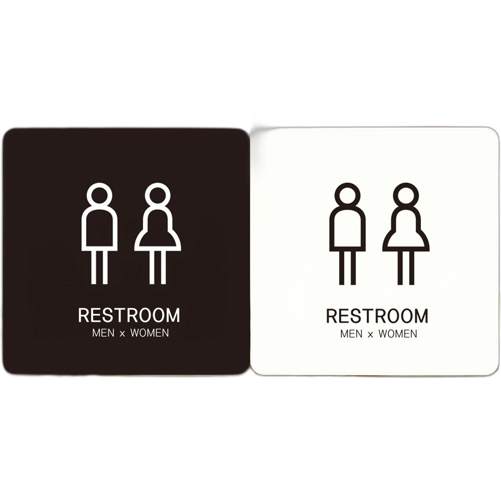 RESTROOM MEN WOMEN1 부착형 정사각안내판 22x22cm