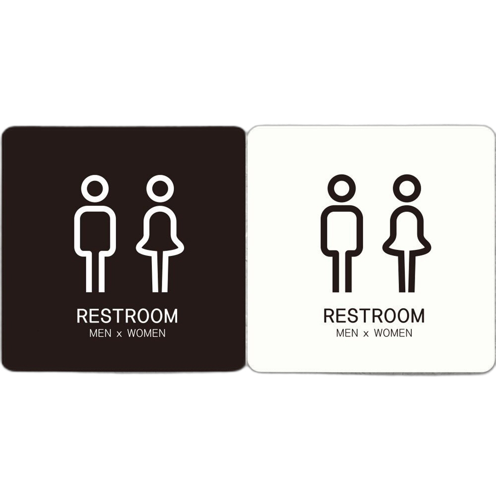 RESTROOM MEN WOMEN2 부착형 정사각안내판 22x22cm