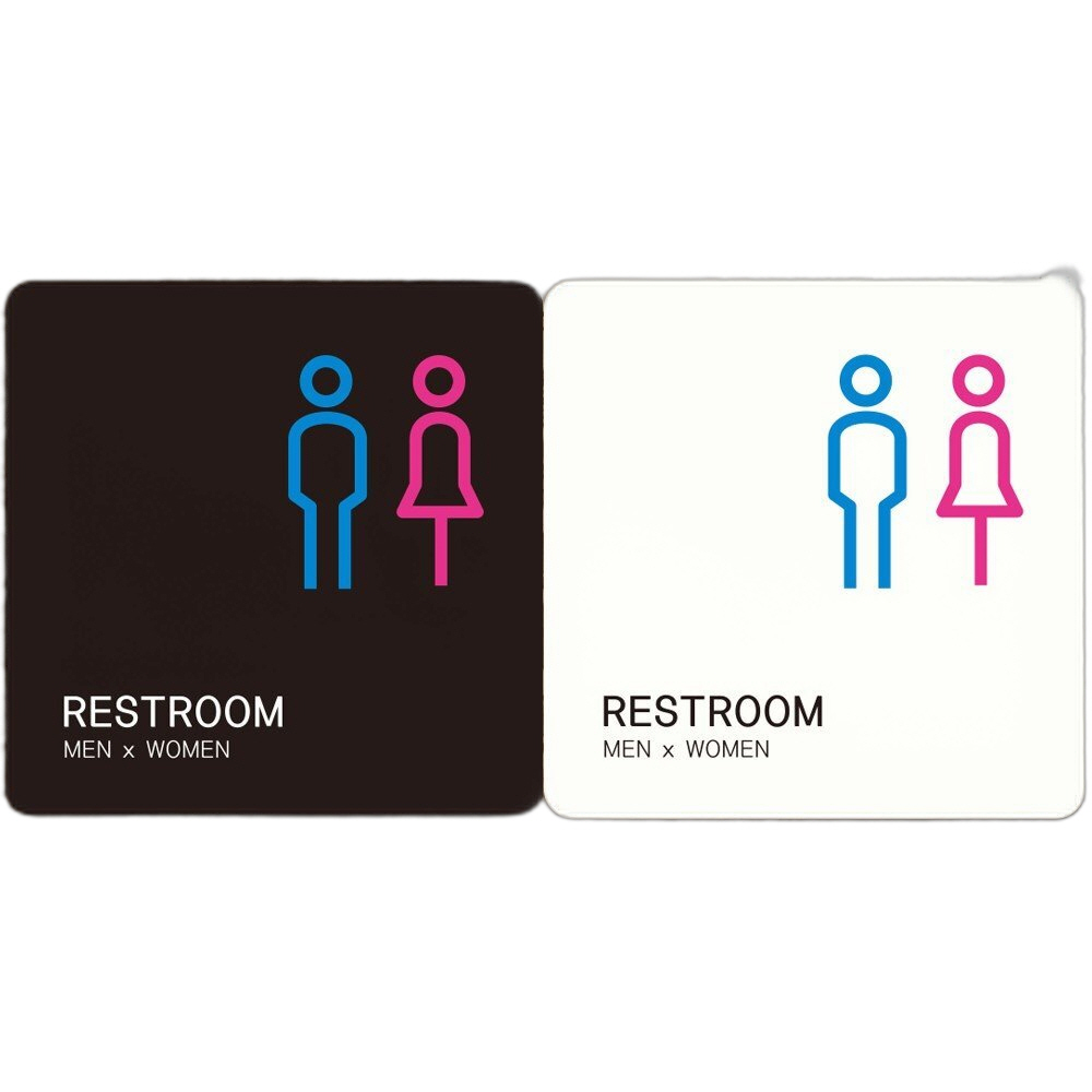 RESTROOM MEN WOMEN3 부착형 정사각안내판 22x22cm