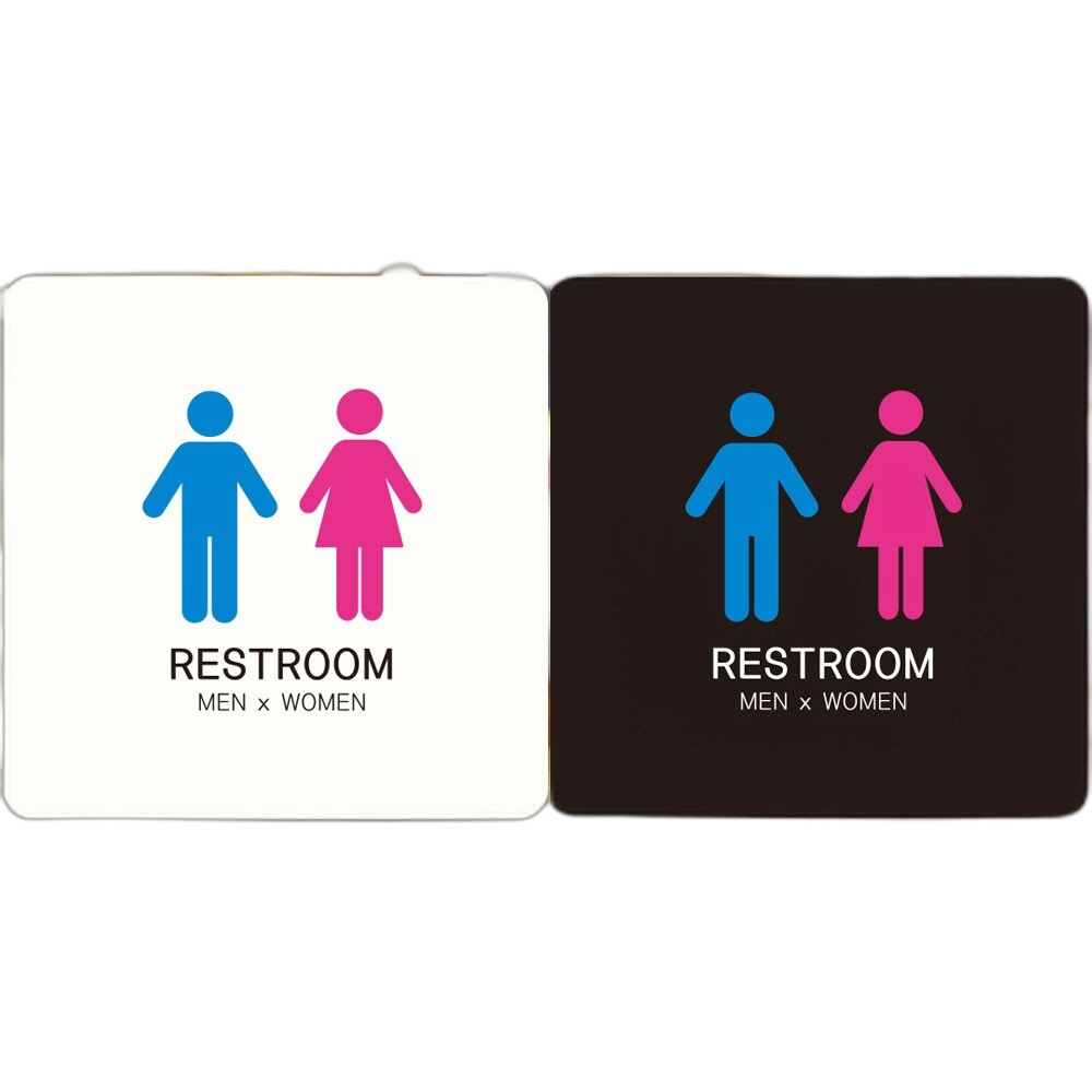 RESTROOM MEN WOMEN4 부착형 정사각안내판 22x22cm