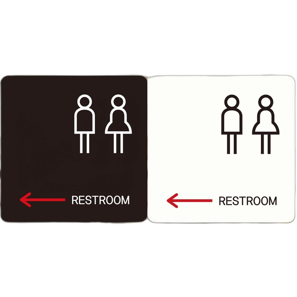 RESTROOM1 왼쪽화살표 부착형 사각안내판 22x22cm