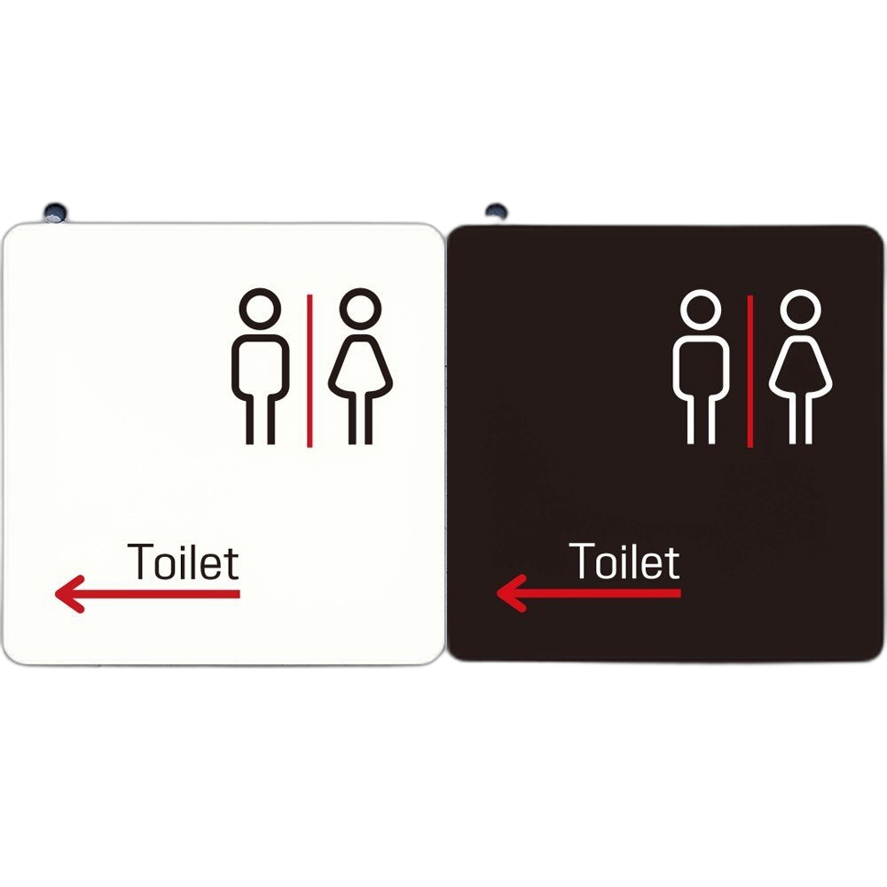 Toilet 왼쪽화살표2 부착형 정사각안내판 22x22cm