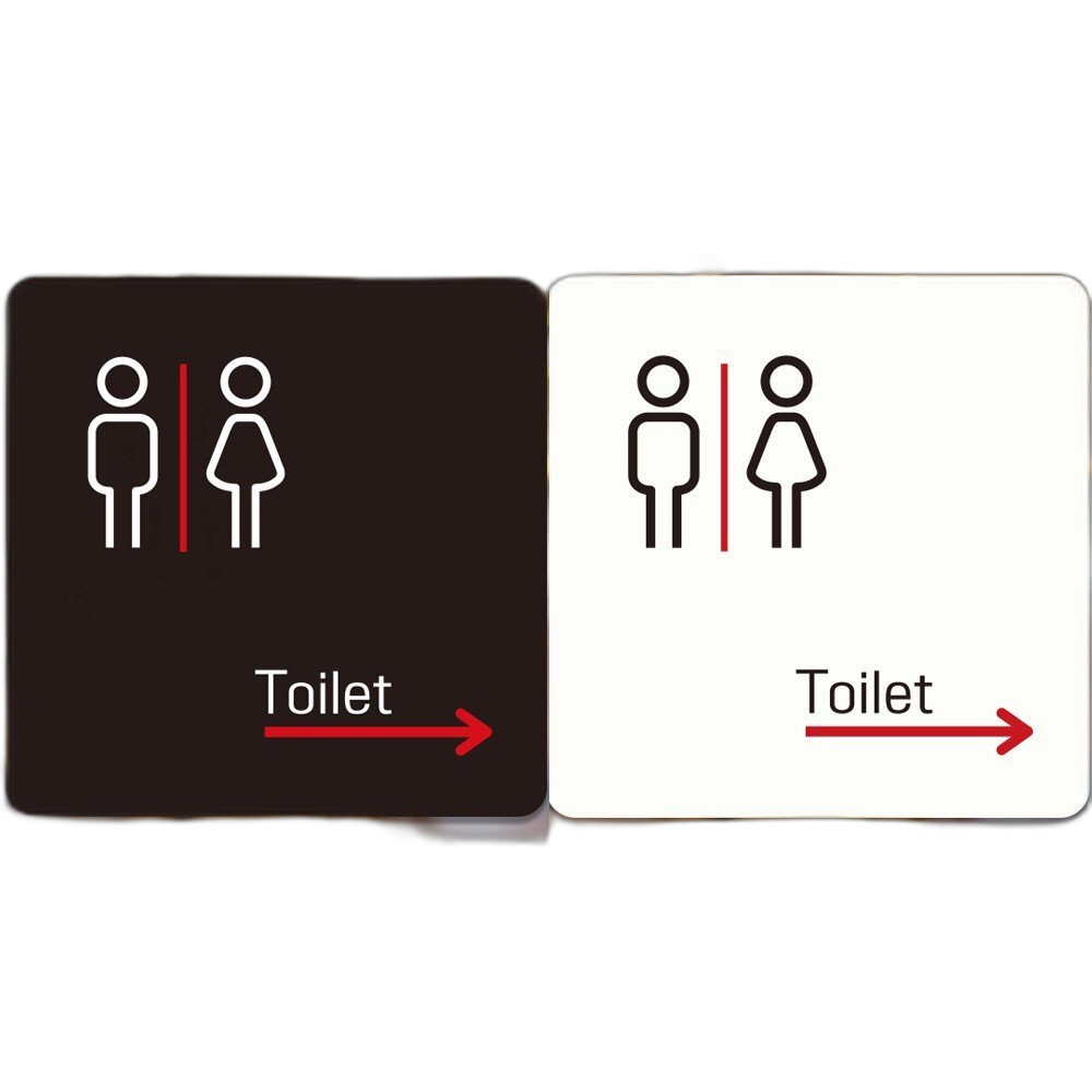 Toilet 오른쪽화살표2 부착형 사각안내판 22x22cm