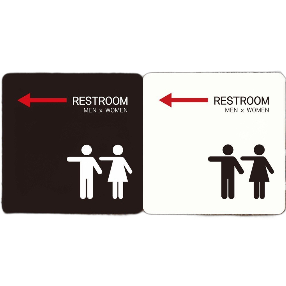 RESTROOM2 왼쪽화살표 부착형 사각안내판 22x22cm