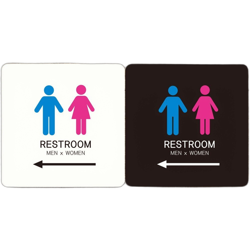 RESTROOM4 왼쪽화살표 부착형 사각안내판 22x22cm