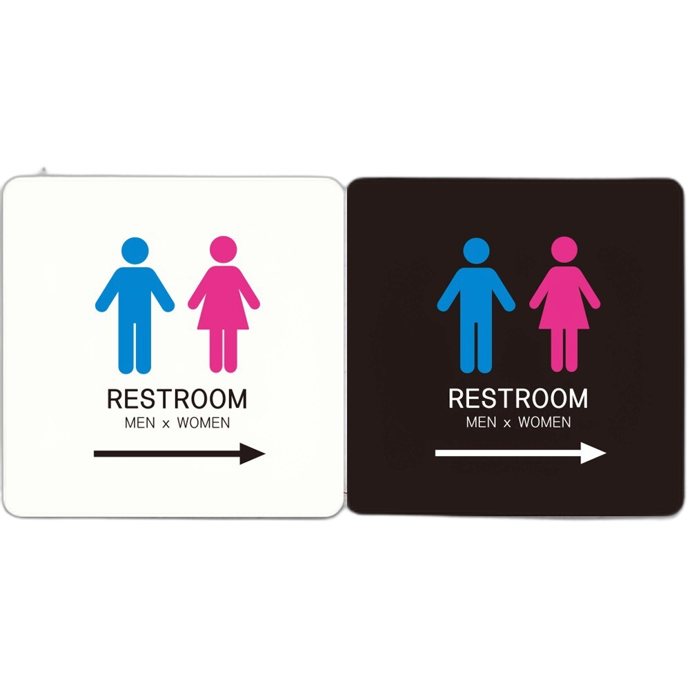 RESTROOM4 오른쪽화살표 부착형 안내판 22x22cm