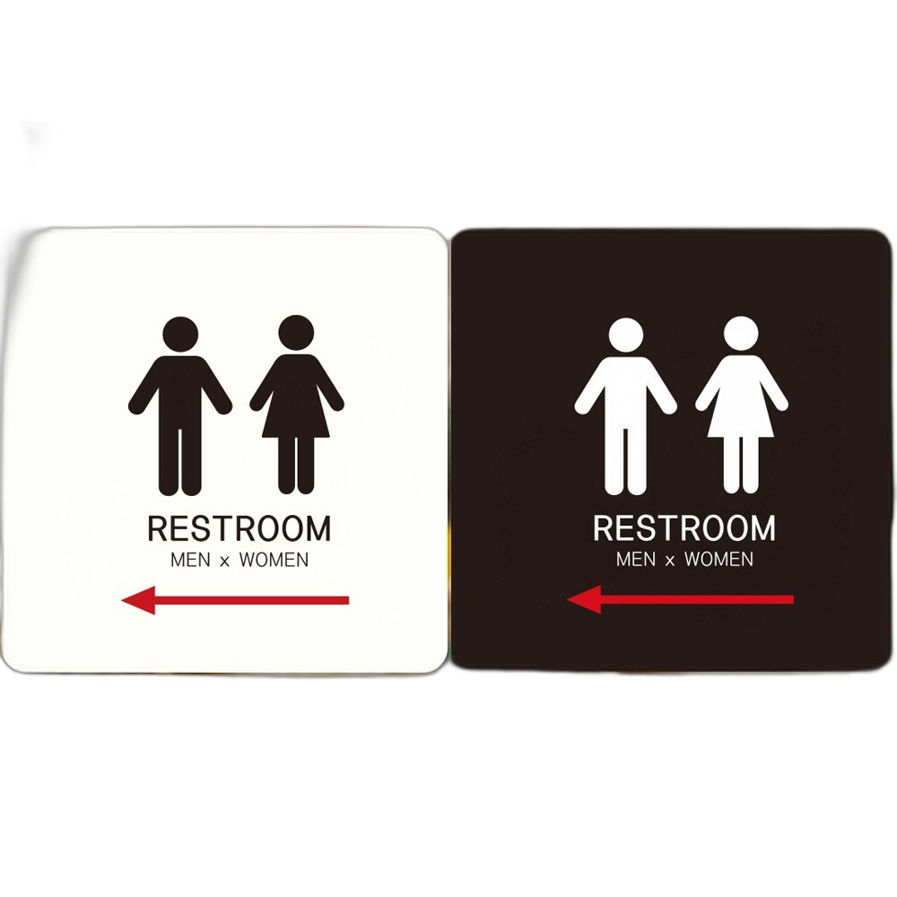 RESTROOM5 왼쪽화살표 부착형 사각안내판 22x22cm