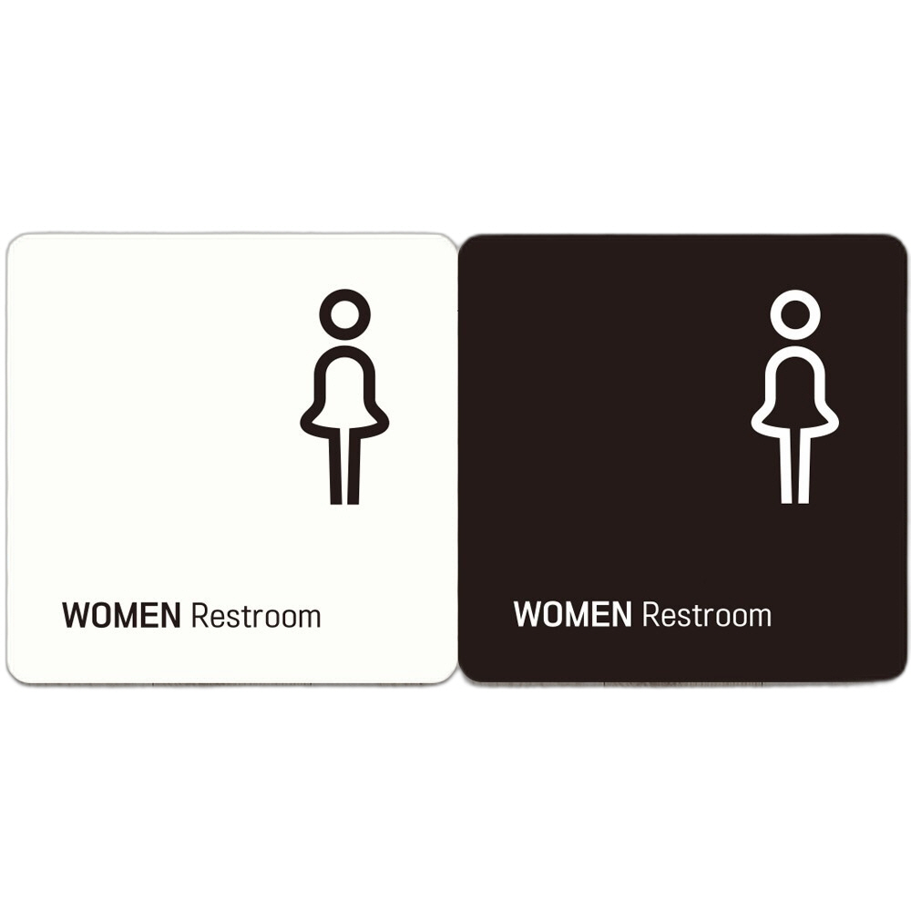 WOMEN Restroom3 부착형 정사각안내판 22x22cm