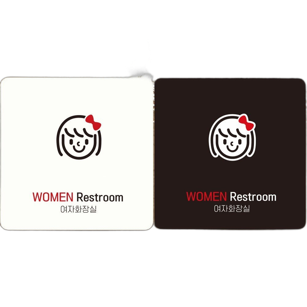 WOMEN Restroom4 부착형 정사각안내판 22x22cm