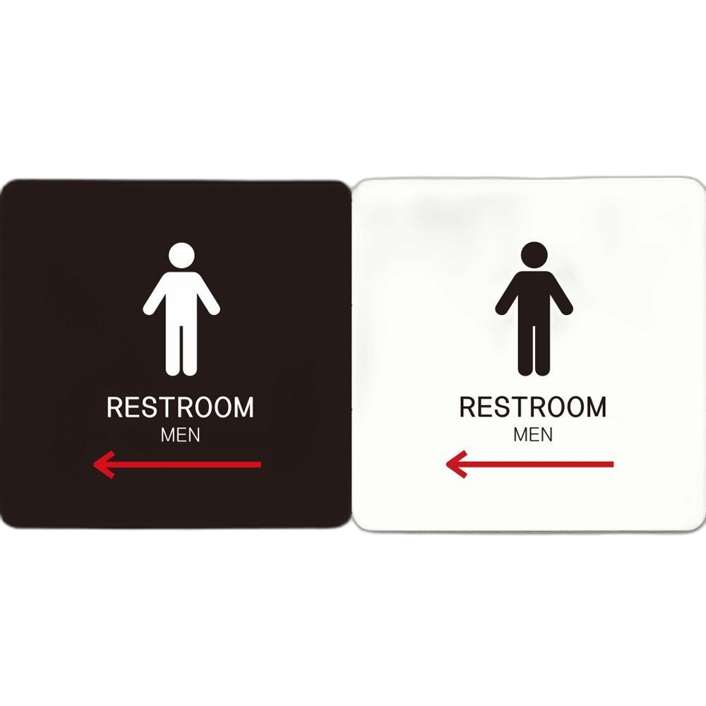 RESTROOM MEN 왼쪽1 부착형 정사각안내판 22x22cm