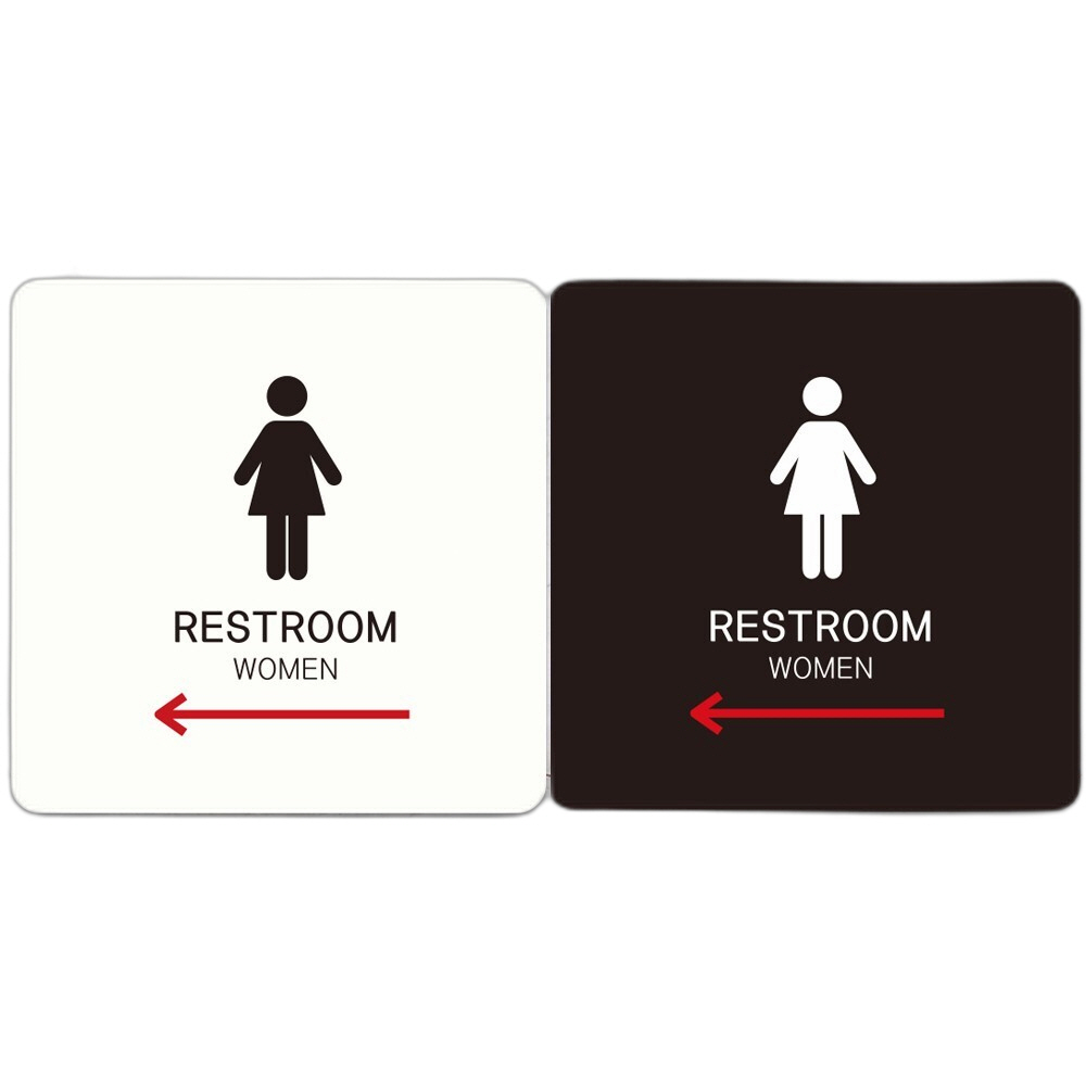 RESTROOM WOMEN 왼쪽1 부착형 사각안내판 22x22cm