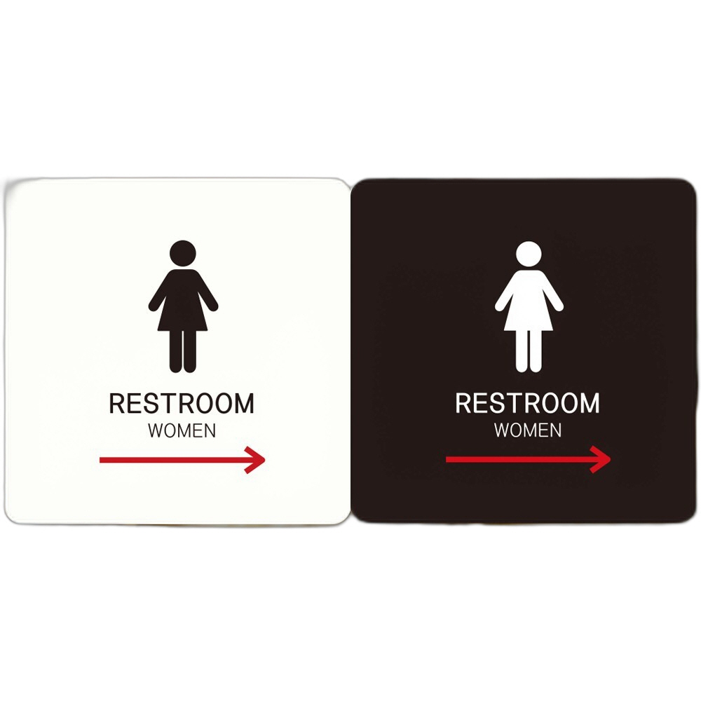 RESTROOM WOMEN 오른쪽1 부착형 안내판 22x22cm