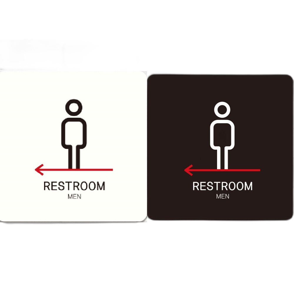 RESTROOM MEN 왼쪽2 부착형 정사각안내판 22x22cm