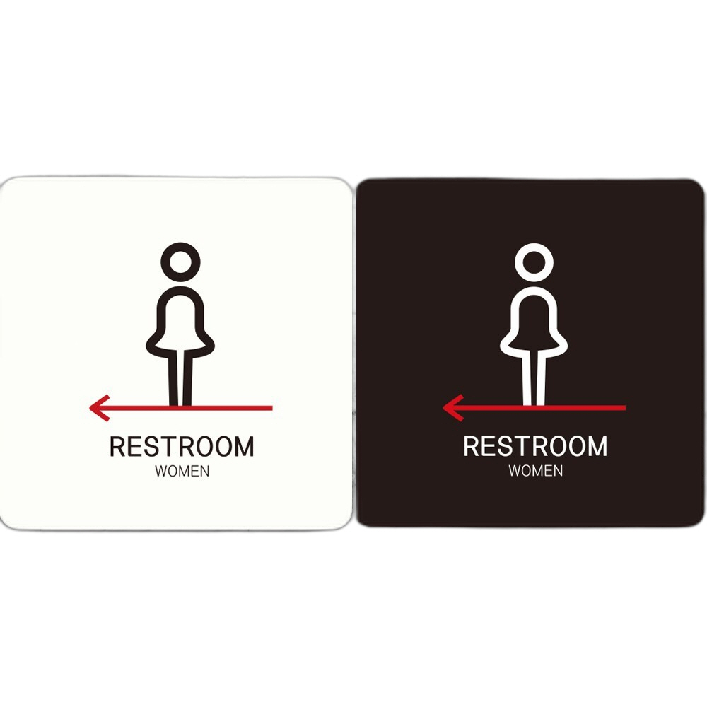 RESTROOM WOMEN 왼쪽2 부착형 사각안내판 22x22cm