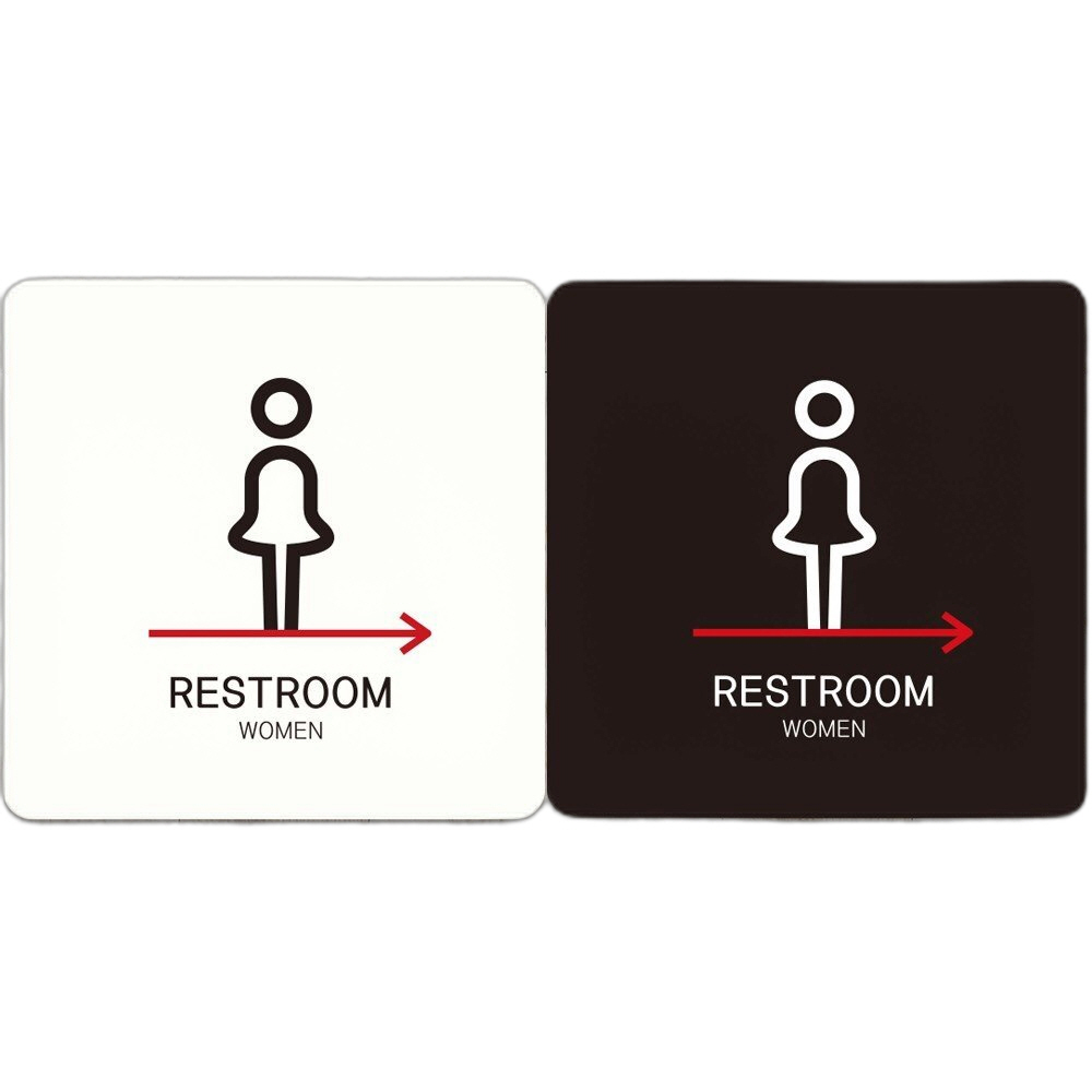 RESTROOM WOMEN 오른쪽2 부착형 안내판 22x22cm