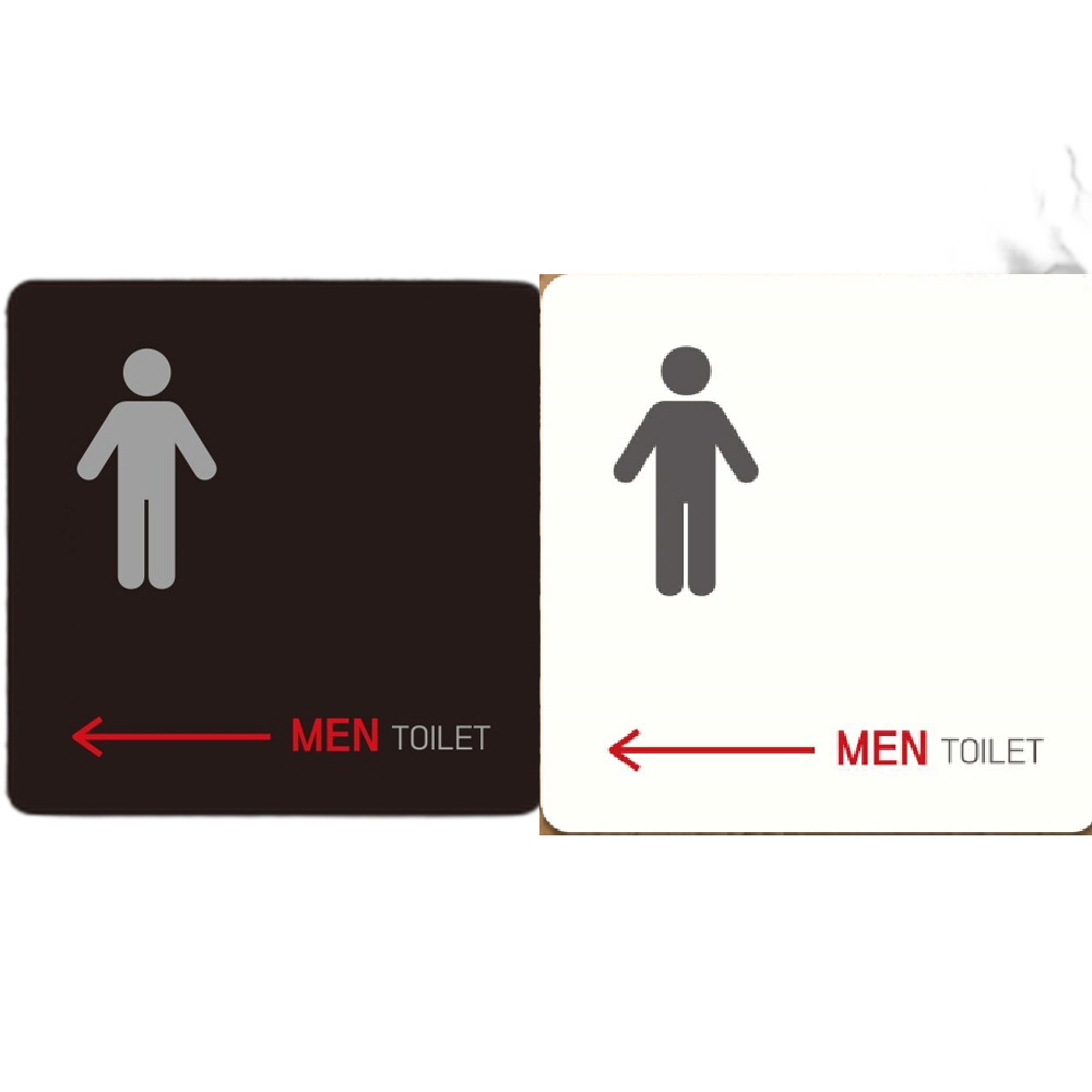 MEN TOILET 왼쪽화살표1 부착형 안내판 22x22cm