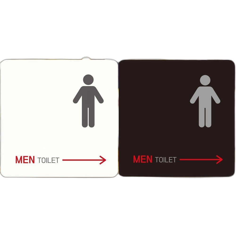 MEN TOILET 오른쪽화살표1 부착형 안내판 22x22cm