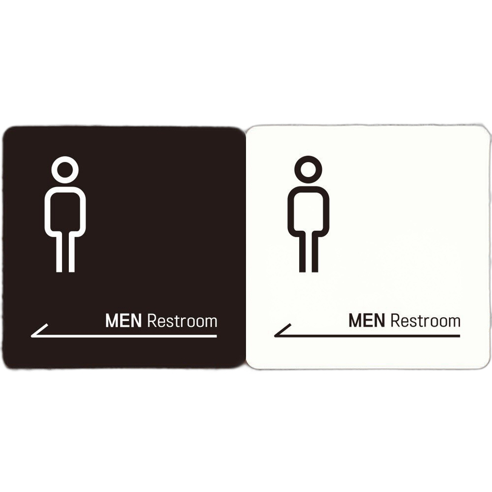 MEN Restroom 왼쪽화살표 부착형 안내판 22x22cm