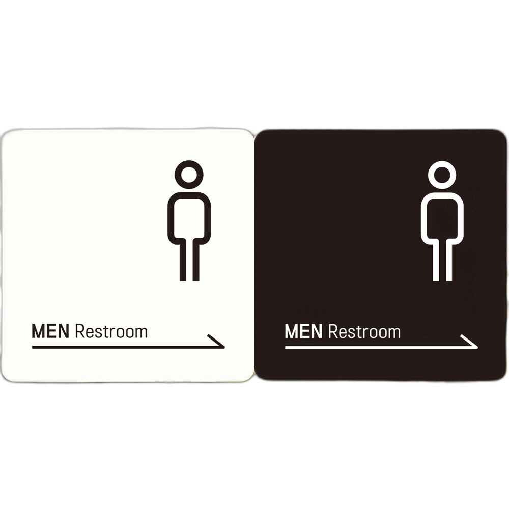 MEN Restroom 오른쪽화살표 부착형 안내판 22x22cm