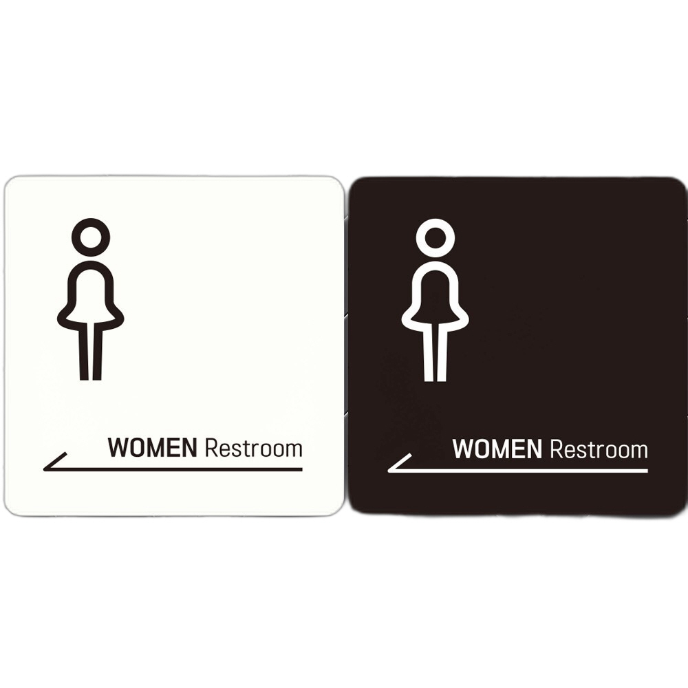 WOMEN Restroom 왼쪽화살표 부착형 안내판 22x22cm